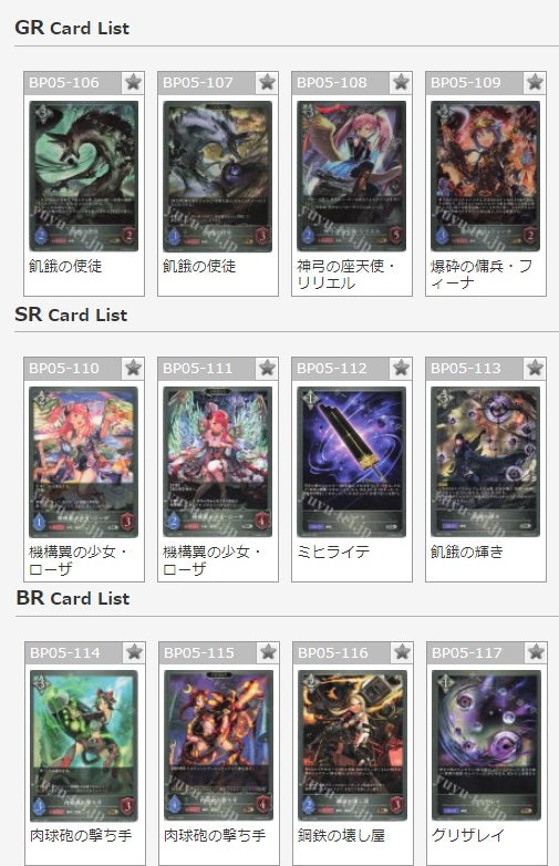 BP05 中立 GR/SR/BR Full Set